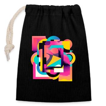 Géométrie des couleurs kaléidoscopique abstraite - Sac cadeau en coton avec cordon (14 x 20 cm) - noir - Devant