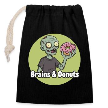 Zombie mit Donut Humor - Verschließbarer Geschenkbeutel aus Baumwolle (14x20cm) - Schwarz - Vorne