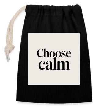 Choose calm - Closable cotton gift bag (14x20cm) - black - Front