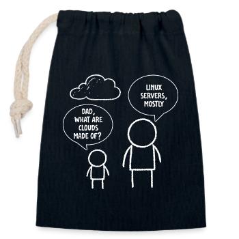 Papa, was sind Clouds, die aus Linux-Servern bestehen? - Verschließbarer Geschenkbeutel aus Baumwolle (14x20cm) - Navy - Vorne