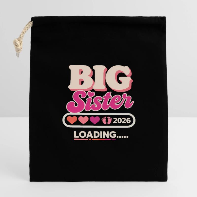Große Schwester Loading 2026 Verschließbarer Geschenkbeutel aus Baumwolle (14x20cm)