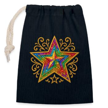 Stern | Regenbogenstern mit Goldornament - Verschließbarer Geschenkbeutel aus Baumwolle (14x20cm) - Navy - Vorne