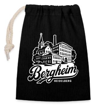Bergheim Heidelberg Stadtteil Illustration  - Verschließbarer Geschenkbeutel aus Baumwolle (14x20cm) - Schwarz - Vorne