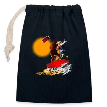 Kite Surfer Color Explosion Print - Closable cotton gift bag (14x20cm) - navy - Front