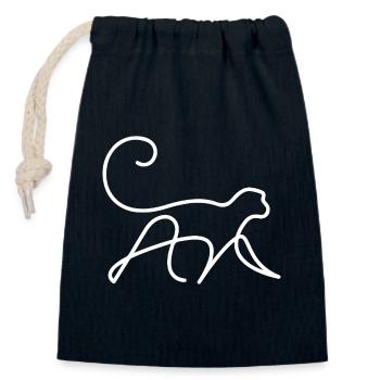 Monkey Sketch – Playful Animal Motif Minimalist - Closable cotton gift bag (14x20cm) - navy - Front