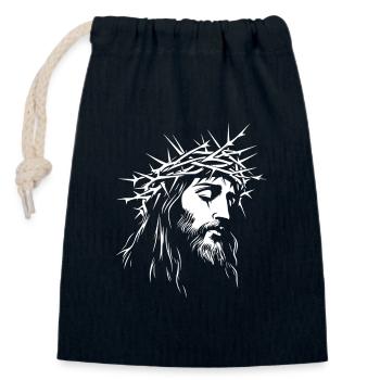 Jésus-Christ Dieu chrétien - Sac cadeau en coton avec cordon (14 x 20 cm) - bleu marine - Devant