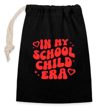 School Enrollment School School Child Child Gift - Closable cotton gift bag (14x20cm) - black - Front