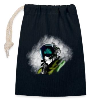 Pilote de jet - Sac cadeau en coton avec cordon (14 x 20 cm) - bleu marine - Devant