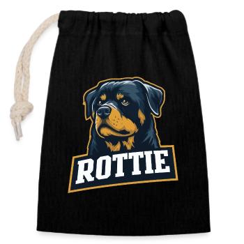 Rottie - Portrait d’un rottweiler fort - Sac cadeau en coton avec cordon (14 x 20 cm) - noir - Devant