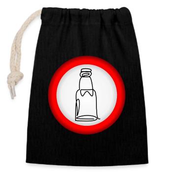 BAN BEER BOTTLE - Closable cotton gift bag (14x20cm) - black - Front
