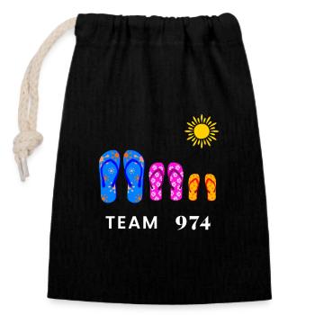 Team 974 rettet die Sommersonne - Verschließbarer Geschenkbeutel aus Baumwolle (14x20cm) - Schwarz - Vorne