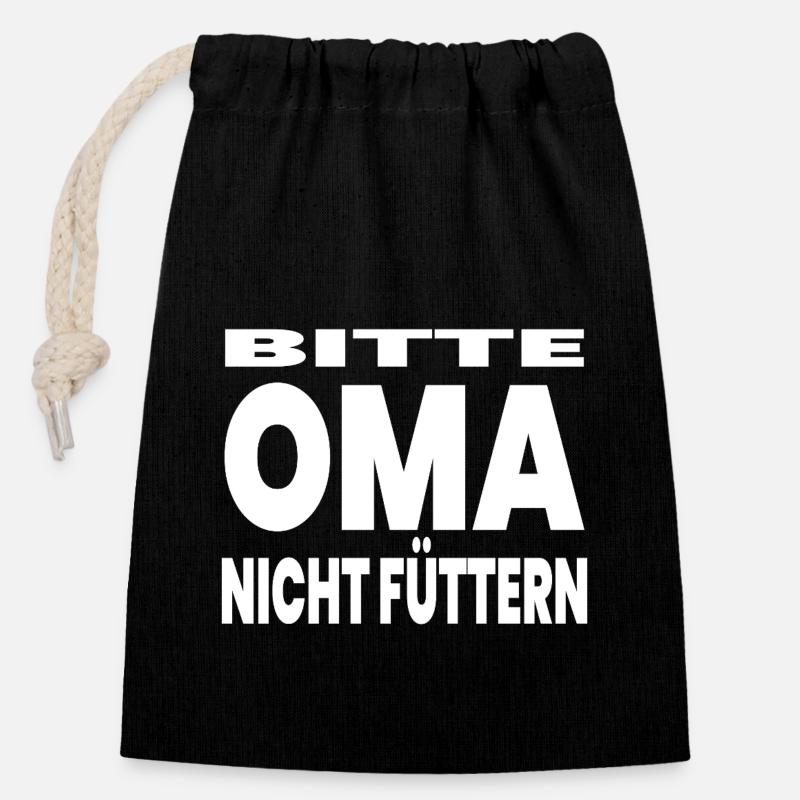 Oma - Verschließbarer Geschenkbeutel aus Baumwolle (14x20cm) - Schwarz