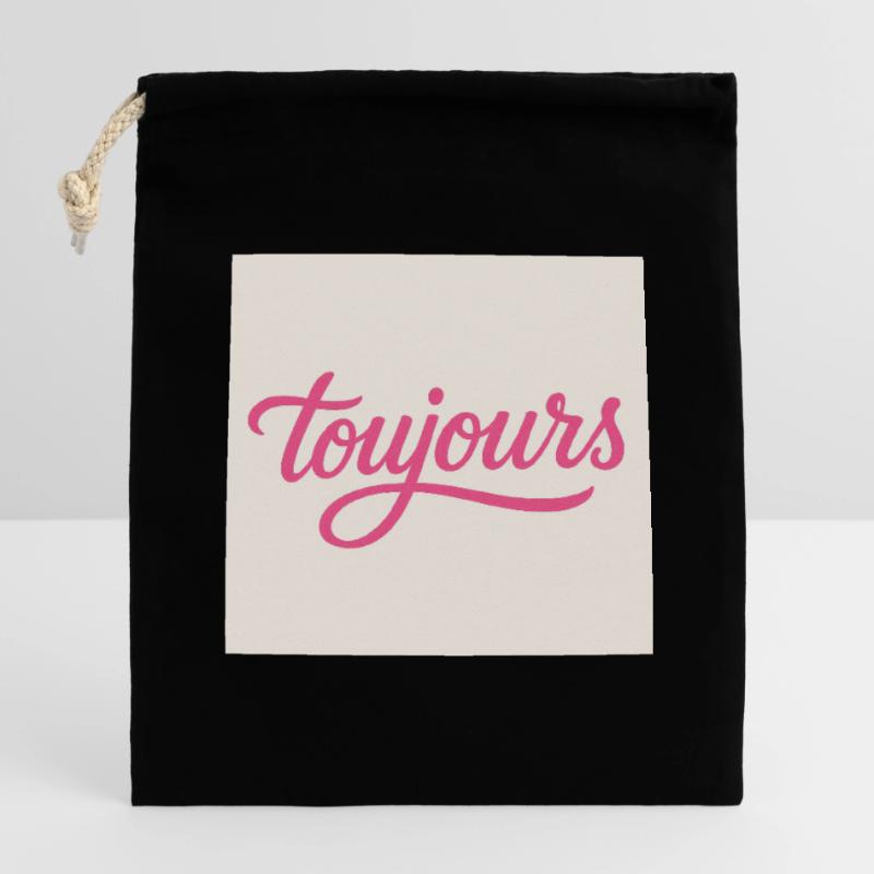 Toujours Pink Script Closable cotton gift bag (14x20cm)