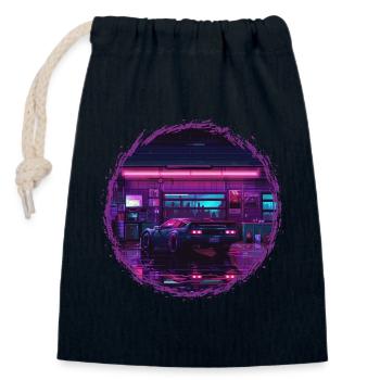 Neon Garage – RetroRift Night Edition - Verschließbarer Geschenkbeutel aus Baumwolle (14x20cm) - Navy - Vorne