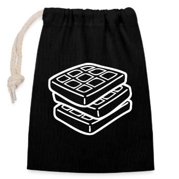 Waffle Sketch – Cute Minimalist Food Motif - Closable cotton gift bag (14x20cm) - black - Front