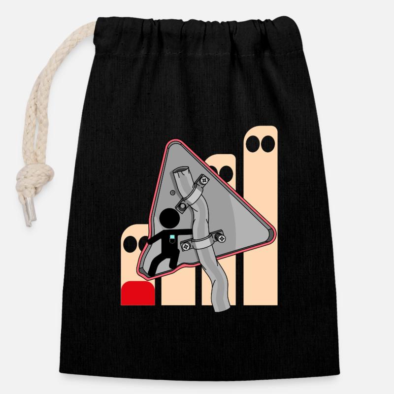 SIGNAL - Closable cotton gift bag (14x20cm) - black