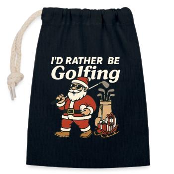 Chemise de golf drôle Cadeau de Noël Golfeur - Sac cadeau en coton avec cordon (14 x 20 cm) - bleu marine - Devant