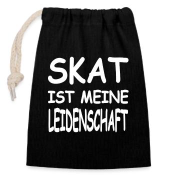 Skat - Verschließbarer Geschenkbeutel aus Baumwolle (14x20cm) - Schwarz - Vorne