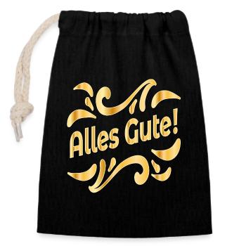 Wish you all the best - Closable cotton gift bag (14x20cm) - black - Front