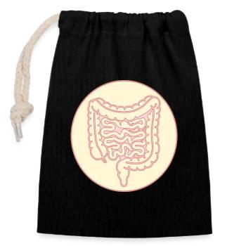INTESTIN GROS INTESTIN INTESTIN GRÊLE - Sac cadeau en coton avec cordon (14 x 20 cm) - noir - Devant