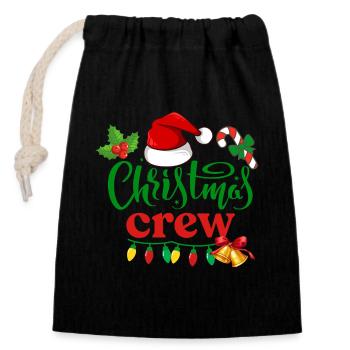 Équipage de Noël - Sac cadeau en coton avec cordon (14 x 20 cm) - noir - Devant