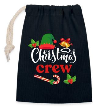 Équipage de Noël - Sac cadeau en coton avec cordon (14 x 20 cm) - bleu marine - Devant