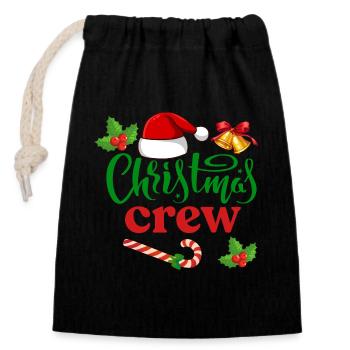 Équipage de Noël - Sac cadeau en coton avec cordon (14 x 20 cm) - noir - Devant