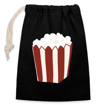 Popcorn Eimer Retro Illustration - Verschließbarer Geschenkbeutel aus Baumwolle (14x20cm) - Schwarz - Vorne