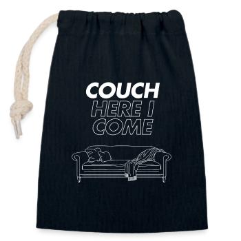 Couch Here I Come – minimalistisches Chill-Design - Verschließbarer Geschenkbeutel aus Baumwolle (14x20cm) - Navy - Vorne