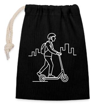 Croquis du conducteur d’un scooter électrique – Design urbain - Sac cadeau en coton avec cordon (14 x 20 cm) - noir - Devant