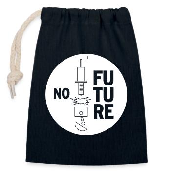 NO FUTURE - Closable cotton gift bag (14x20cm) - navy - Front