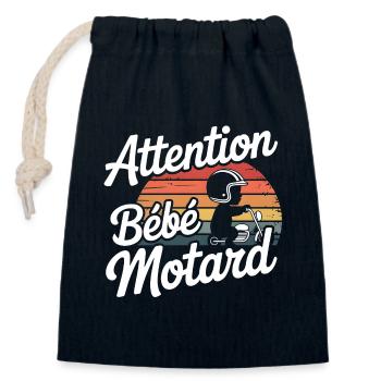 Attention Vintage Biker Baby - Closable cotton gift bag (14x20cm) - navy - Front