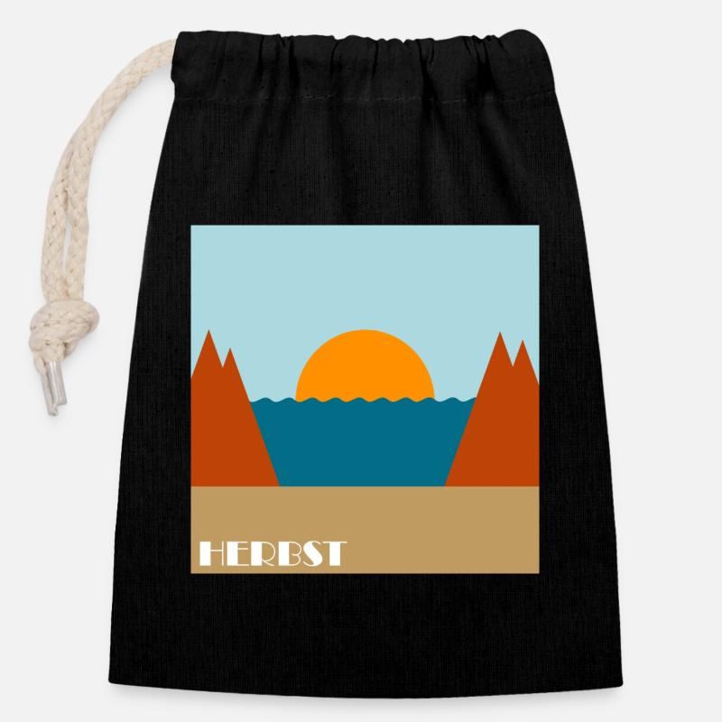 Autumn - Closable cotton gift bag (14x20cm) - black