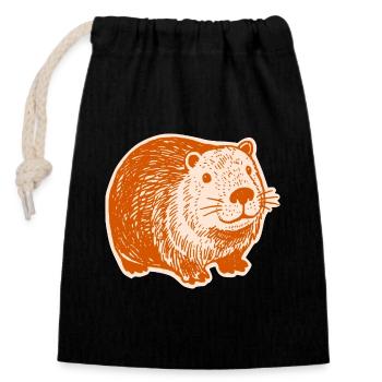 Capybara - Cute Capybaras - Closable cotton gift bag (14x20cm) - black - Front
