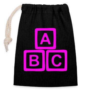 ABC Neon Block Graphic Print - Closable cotton gift bag (14x20cm) - black - Front
