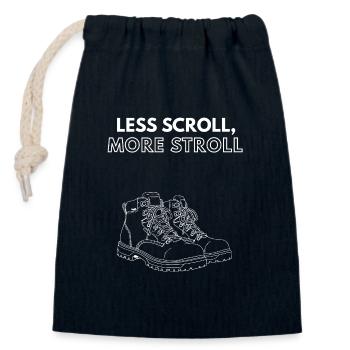 Less Scroll, More Stroll Hiking Boots - Closable cotton gift bag (14x20cm) - navy - Front
