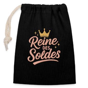 Glam Glitter Sale Queen - Closable cotton gift bag (14x20cm) - black - Front