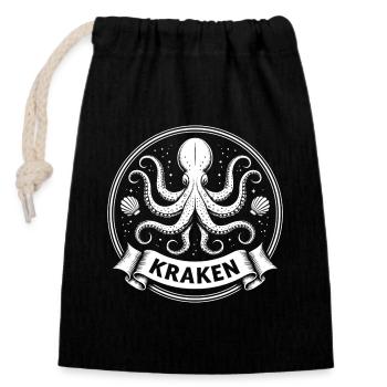 Kraken Krake Tintenfisch Octopus - Closable cotton gift bag (14x20cm) - black - Front