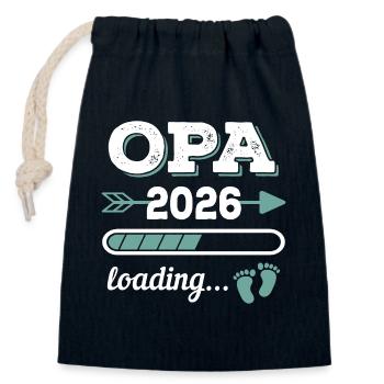 Opa 2026 Loading Werdender Großater Geschenkidee - Verschließbarer Geschenkbeutel aus Baumwolle (14x20cm) - Navy - Vorne