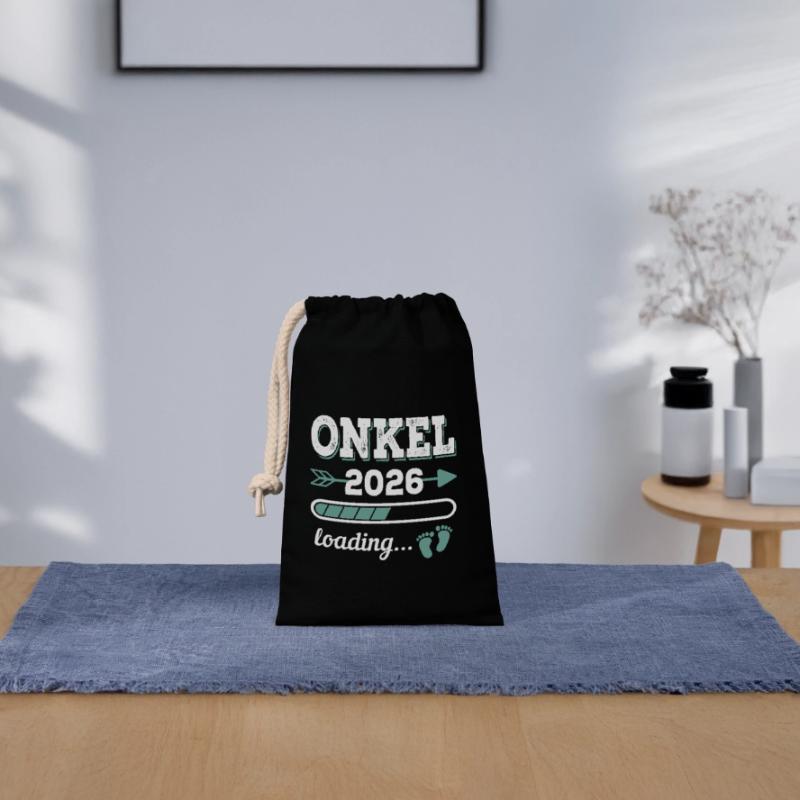 Onkel 2026 Loading Werdender Onkel Geschenkidee Verschließbarer Geschenkbeutel aus Baumwolle (14x20cm)