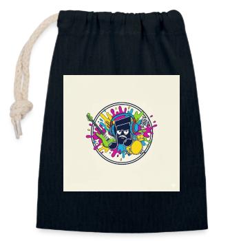 Colorful Cartoon Music Logo - Closable cotton gift bag (14x20cm) - navy - Front