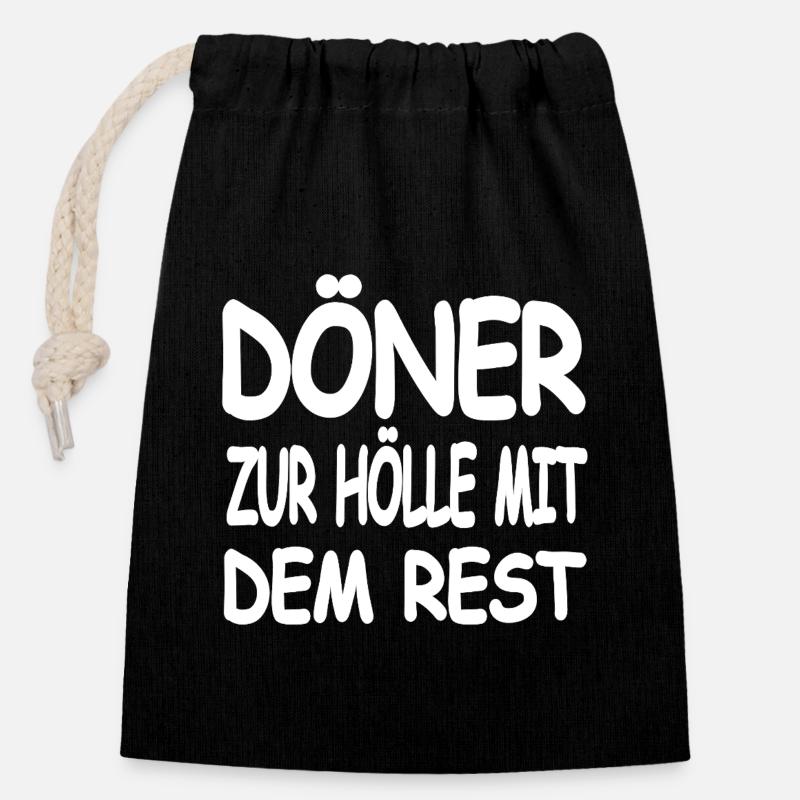 Döner - Verschließbarer Geschenkbeutel aus Baumwolle (14x20cm) - Schwarz