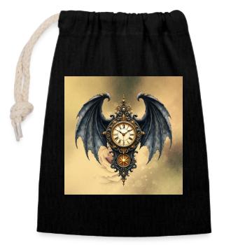 Montre Steampunk Gothique Ailée - Sac cadeau en coton avec cordon (14 x 20 cm) - noir - Devant