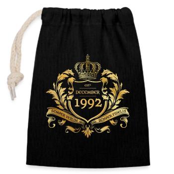 33. Geburtstag Semper Verum - Création 12/1992 - Sac cadeau en coton avec cordon (14 x 20 cm) - noir - Devant