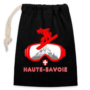 Design Haute Savoie - Verschließbarer Geschenkbeutel aus Baumwolle (14x20cm) - Schwarz - Vorne