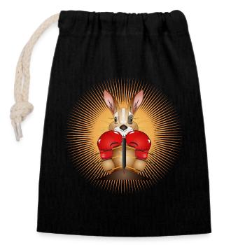Boxing Kangaroo – Funny Boxer Motif - Closable cotton gift bag (14x20cm) - black - Front