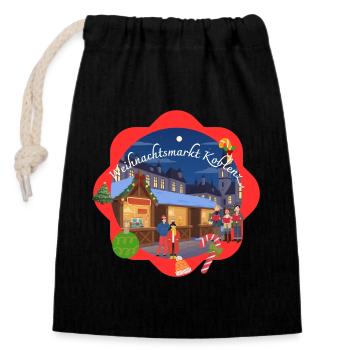 Weihnachtsmarkt Koblenz  - Verschließbarer Geschenkbeutel aus Baumwolle (14x20cm) - Schwarz - Vorne