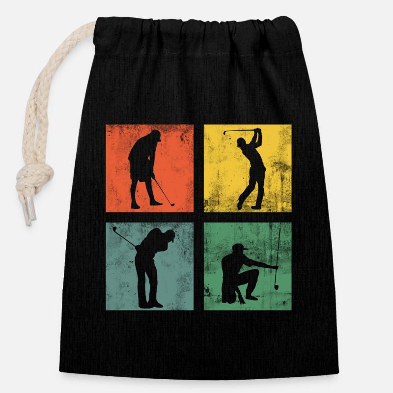 Golfspieler Golfer Golf Golfen Geschenk - Verschließbarer Geschenkbeutel aus Baumwolle (14x20cm) - Schwarz