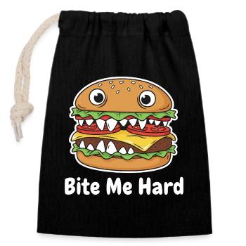 Me Hard Cartoon Burger - Sac cadeau en coton avec cordon (14 x 20 cm) - noir - Devant