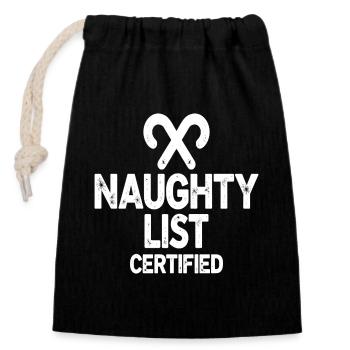 Naughty List Certified Naughty Christmas Quote - Closable cotton gift bag (14x20cm) - black - Front
